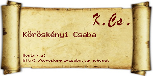 Köröskényi Csaba névjegykártya