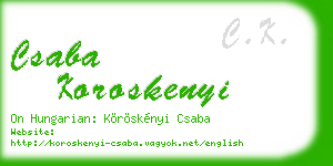 csaba koroskenyi business card