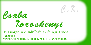 csaba koroskenyi business card